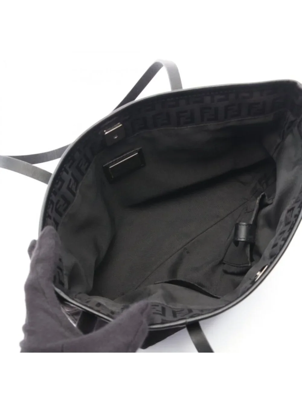 Fendi Tote Zucchino Dark Brown Canvas Leather Mini